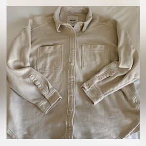 Aerie Cream Button-Up Shirt with Pockets